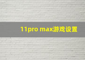 11pro max游戏设置